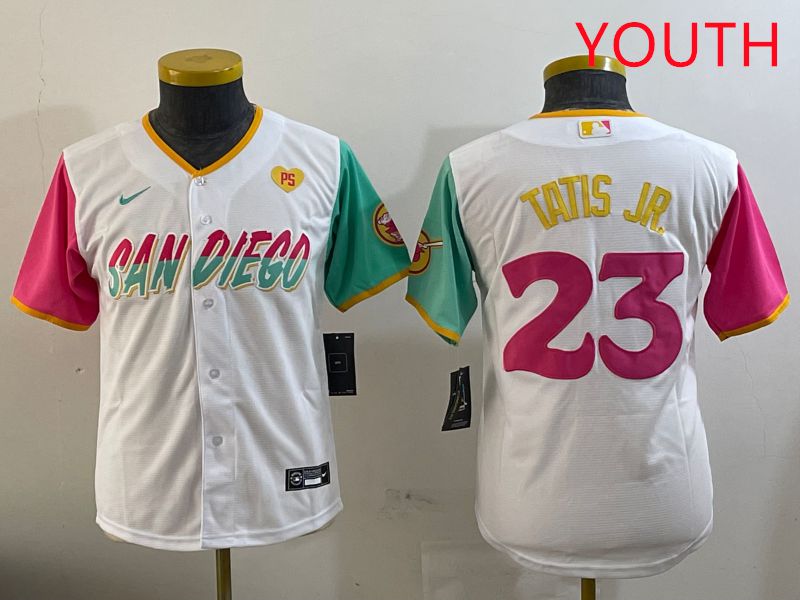 Youth San Diego Padres #23 Tatis jr White City Edition 2025 Nike MLB Jersey style 6